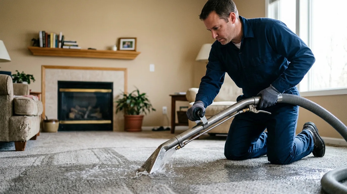 Water damage restoration technician working near Stovall, NC